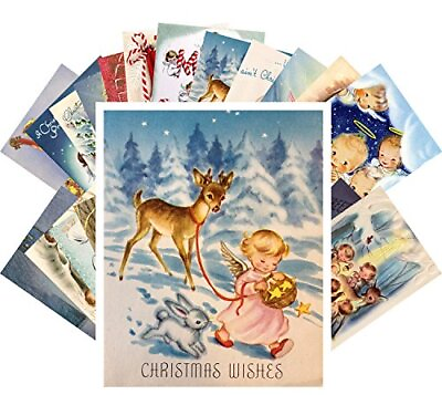 #ad PIXILUV Vintage Christmas Greeting Cards 24pcs Little Angels Christmas Prayer RE $15.18