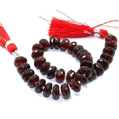 #ad 8.5 MM 133 Carat Faceted Natural Red Garnet Rhondelle Cut Stone 9 Inch $68.39