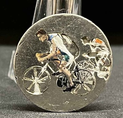 #ad Wonderful antique Cycling antique enameled and silver medal unifaz award $37.80