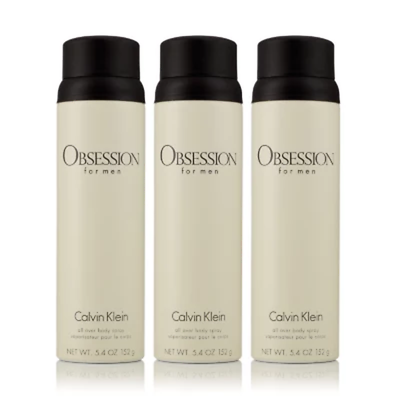 Obsession for Men 3 Pack Body Spray 5.4 Oz. 3 Pk. FREE SHIPPING $42.97
