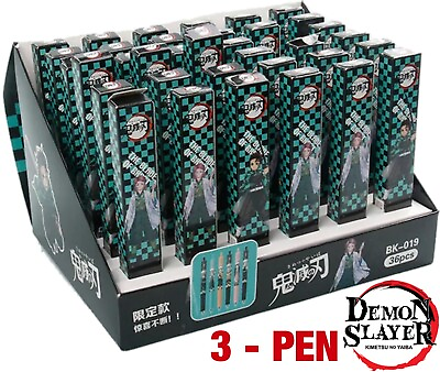#ad 3 PCS Demon Slayer Anime Super School Office 0.5mm Roller Ball Pen Gel Ink Pen $8.99