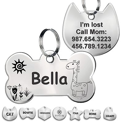 #ad Pet ID Tag Customized Dog Tags Cat Tags Engraved Illustration MADE IN USA $6.95