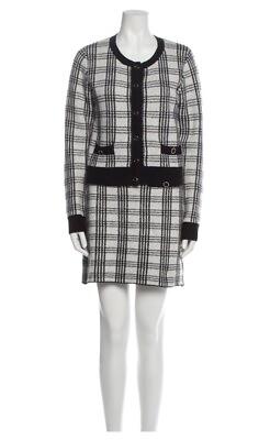 #ad SAYLOR black amp; white plaid bethanie knit Plaid Two Piece Skirt Set Sz M Revolve $48.00