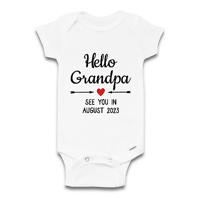 #ad Hello Grandpa Onesie® Pregnancy Announcement To Grandfather Baby Bodysuit Gift $13.50