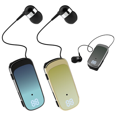 #ad Wireless Bluetooth Headset Retractable Clip On Headphone Computer Earphone Mic $17.76