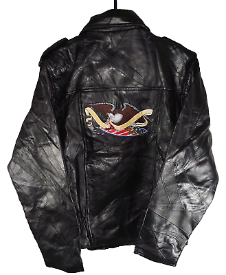 #ad Genuine Leather Women#x27;s MOTORCYCLE RIDING JACKET Size S Eagle God Bless America $54.95