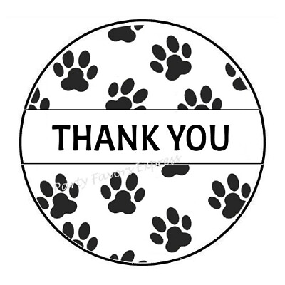 THANK YOU PAWPRINT PAW PRINT ENVELOPE SEALS LABELS STICKERS PARTY FAVORS $1.95