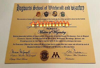 #ad Harry Potter Hogwarts certificate diploma print personalized with name $25.00