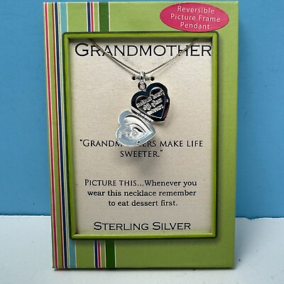 #ad GRANDMA BEAUTIFUL VINTAGE STERLING SILVER PICTURE PHOTO FRAME HEART PENDANT $14.39