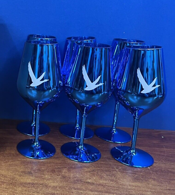 #ad 6 Grey Goose Wine Glasses Plastic Blue $44.99