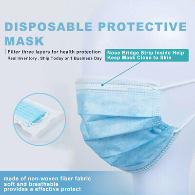 #ad 【50 PCS】Disposable Face Mask 3 Ply Earloop Mouth Cover MASK $5.99