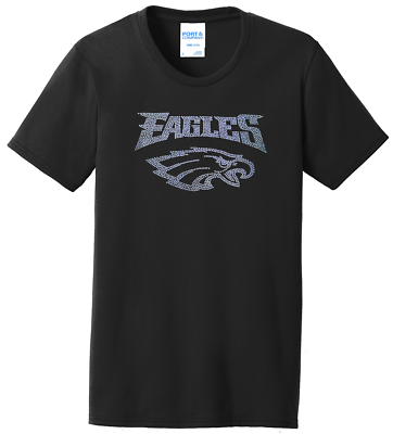 Women#x27;s Philadelphia Eagles Football Ladies Bling Crew T Shirt Size S 4XL $29.99