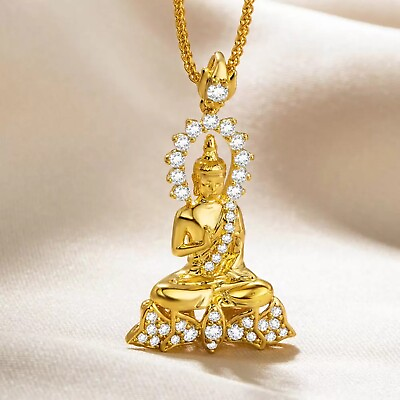 #ad Buddha Charm Necklace 18k Gold plated Pendant Meditation YogaFashion Jewelry $31.35