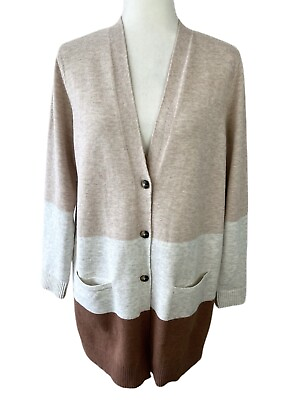 #ad J Jill Womens Colorblock Cardigan Sweater Button Front Pockets Size Petite M $12.99