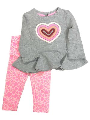 #ad Infant amp; Toddler Girls Gray Heart Valentines Baby Outfit Shirt amp; Pants Set $22.99