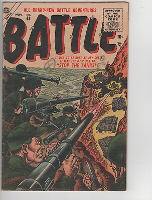 #ad Battle #43 VG Atlas Marvel Stop the Tanks Gene Colan War Store Marking 1955 $65.00