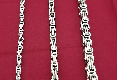 16quot; 50quot; STAINLESS STEEL SILVER 4MM 6MM 8MM BYZANTINE TURKISH BOX NECKLACE $16.27