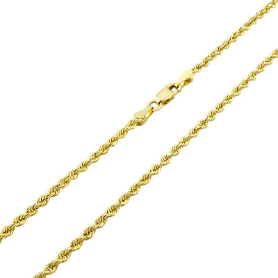 #ad 14K Yellow Gold 2mm Diamond Cut Italian Rope Chain Link Pendant Necklace 22quot; $175.98