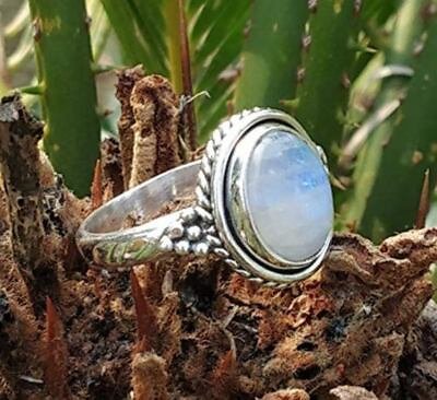 #ad Rainbow Moonstone Solid 925 Silver Handmade Statement Jewelry Dainty Ring SA 125 $11.89