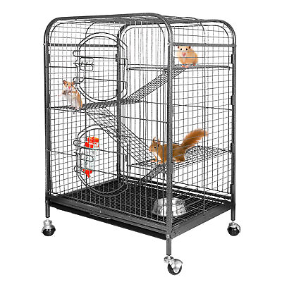 #ad 37quot; Ferret Cage 4 Level Metal Rat Cage w 2 Doors Wheels for Small Animal Cage $60.58