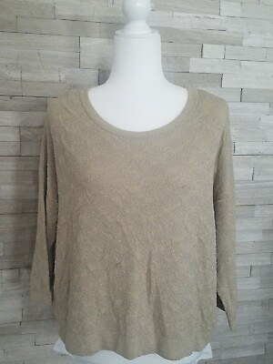 #ad Attic amp; Barn Tan Gold Sweater Women#x27;s Medium Pullover $12.75