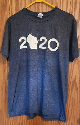 #ad Wisconsin 2020 Gray Short Sleeve Tshirt Size Large $9.99