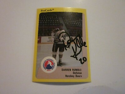 #ad DARREN RUMBLE SIGNED AUTOGRAPHED 1989 AHL PROCARDS CARD HERSHEY BEARS $4.50