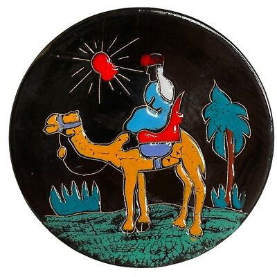 #ad Vintage Hand Made Painted Camel Wall Decor Plate Ceramic Glazed 7quot; Wide $6.99