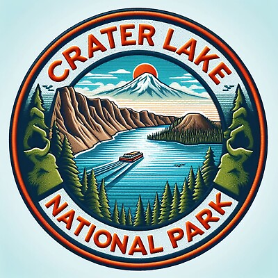 #ad Crater Lake National Park Patch Iron on Applique Nature Badge Oregon Travel $4.95