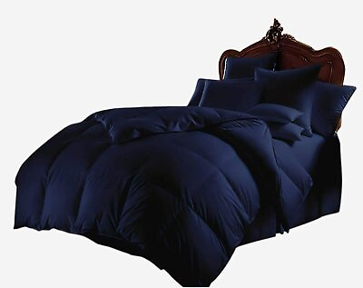 #ad Down Alternative Comforter All US Sizes amp; Navy Blue Solid Bedding Sets 1000 TC $288.99