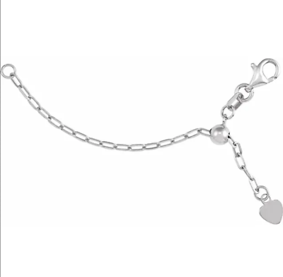 3quot; 14k 1.65mm ADJUSTABLE Paperclip White Gold Lobster Necklace Chain Extender $129.00