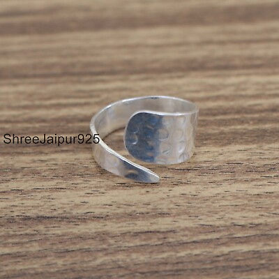 #ad Solid 925 Sterling Silver Hammered Band Adjustable Man#x27;s Gift Ring Jewelry SJ206 $11.49