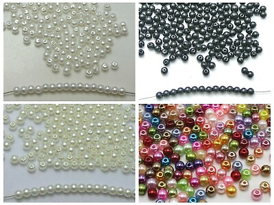 #ad 1000Pcs 4mm Plastic Faux Pearl Round Beads Imitation Pearl Mini Spacer Colour $3.23