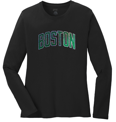 #ad Women#x27;s Boston Celtics Ladies Long Sleeve T Shirt Bling Shirt Size S 4X $25.50