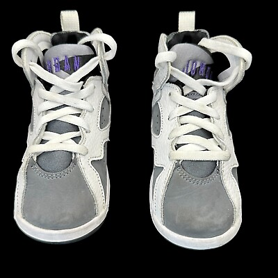 #ad Nike Air Jordan Kids Retro Sneakers White Flint Gray Purple Logo Size 8C $54.99