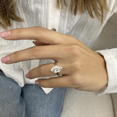 #ad Diamond Engagement Ring E VS1 Marquise 3 carat Solitaire Labcreated Platinum $6599.99