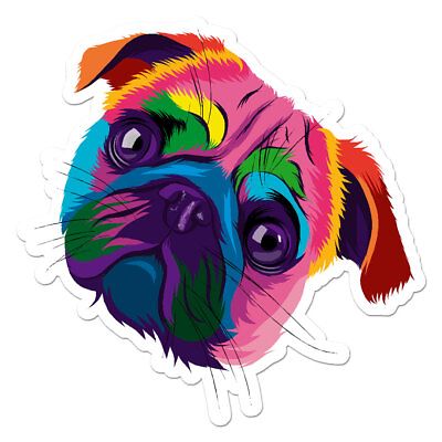 #ad Pug Dog Head Vinyl Decal Sticker ebn8637 $5.39