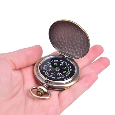 #ad Vintage Bronze Compass Design Pocket Watch Retro Pocket Watch Compass Zin.NN HF $8.31