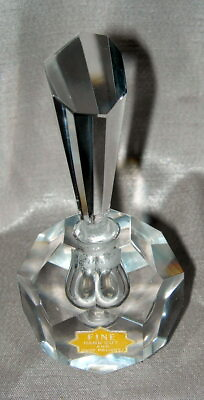 #ad #ad Hand cut And Polished Crystal Perfume Bottle with Stopper Geometric w LABEL. $17.99