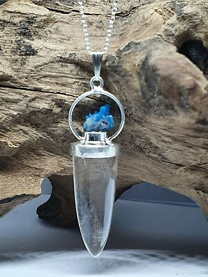 #ad Cavansite Quartz Necklace Pendant Chain Freeform Rare Crystal Gemstone amp; Boxed $50.63