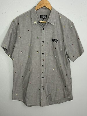 #ad Bad Boy Club Shirt Men’s XL Gray All Over Print Short Sleeve Casual Outdoors $14.99