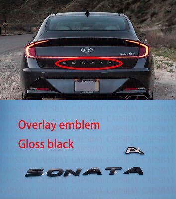 #ad #ad Glossy Black Rear SONATA Overlay Emblem Badge For Hyundai Sonata 2020 2022 $32.89