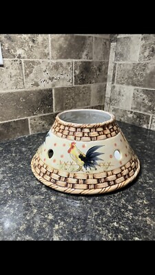 #ad Vintage Hand Painted Ceramic Rooster Candle Topper Shade … Farmhouse Decor $12.86