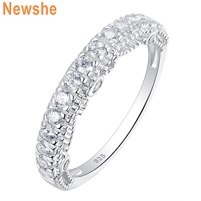 #ad Newshe Eternity Ring For Women Wedding Band Round AAAA White Cz Sterling Silver $26.99