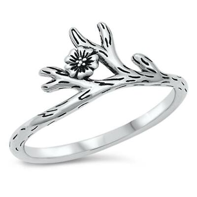 #ad 925 Sterling Silver Flower Branch Tree Ring New Size 4 10 $14.21