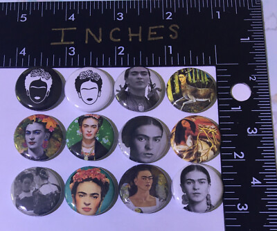 #ad Frida Kahlo Pinback Lot 12 Pins Pin Lot Feminist Mexico Art Classic Portrait Grl $10.79