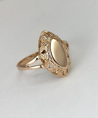 #ad Chic Vintage Original Soviet Rose Gold 583 14k Ring USSR Solid Gold Ring 14k $334.00