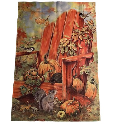 #ad Donna Race 42”x29” Autumn Fall Pumpkin Squirrel 2 Sided Garden Flag $18.99