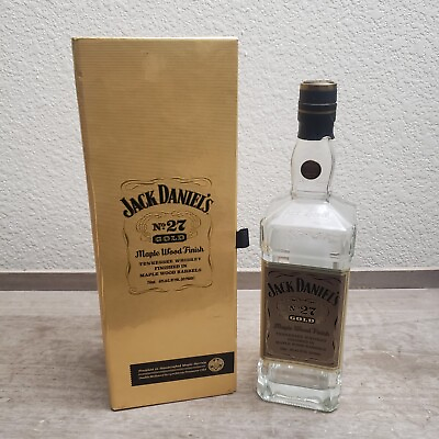 #ad #ad Jack Daniels Gold #27 Whiskey Original Box Case amp; Empty Bottle Maple Wood Finish $26.43