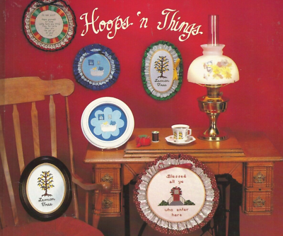 #ad HOOPS #x27;N THINGS 4 Designs Bath Tree House Guest Counted Cross Stitch Pattern $6.50